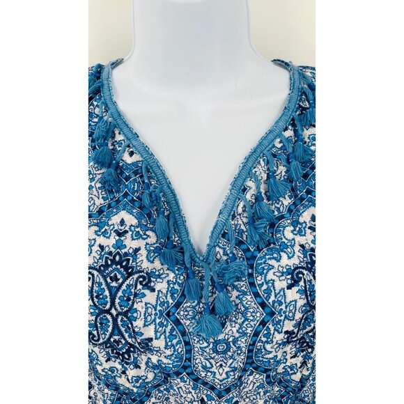 JADE Melody Tam Sleeveless Dress Blue White Paisley Size Small Lined - Picture 8 of 13